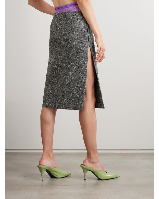 Gucci Gray Wool-Blend Bouclé Skirt