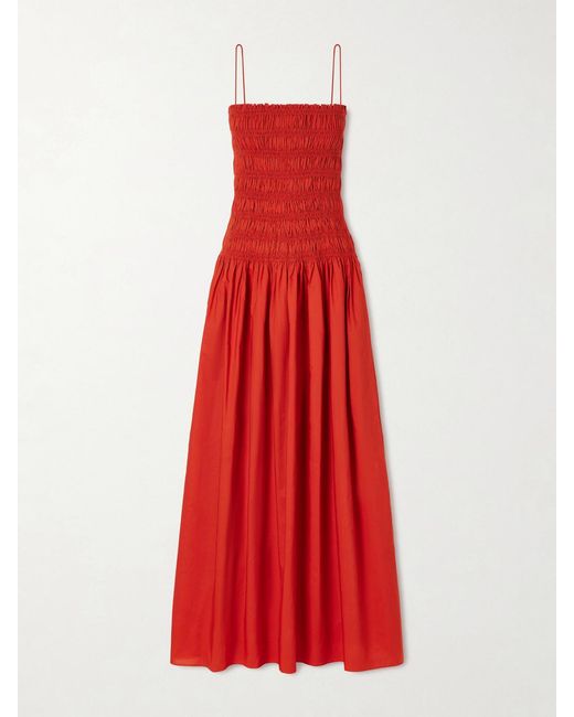 Matteau Shirred Organic Cotton-Poplin Maxi Dress