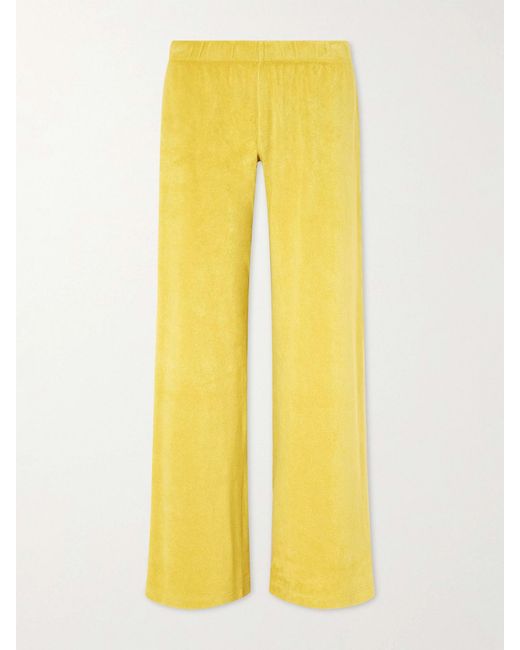 Suzie Kondi Yellow Wide-Leg Cotton-Blend Sweatpants