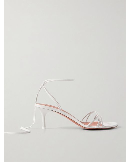 AMINA MUADDI White Lori Lace Up Leather Sandals