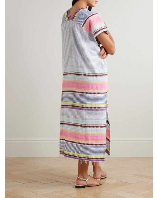 Lemlem White Gasira Midikleid Aus Einer Baumwollmischung Mit Streifen