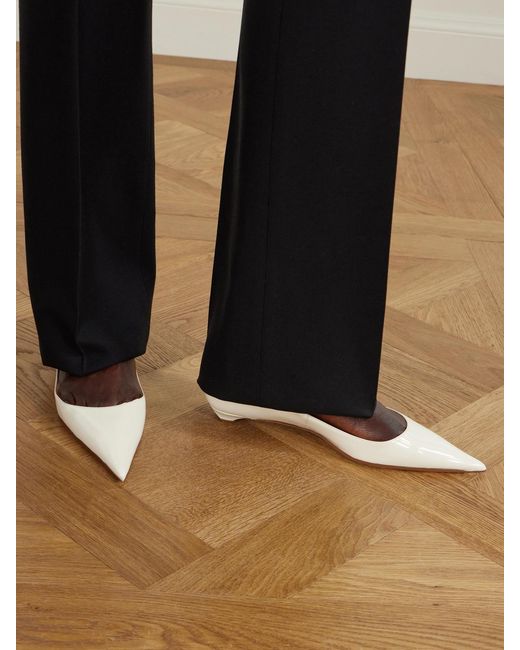 Tom Ford Natural Patent-Leather Point-Toe Ballet Flats
