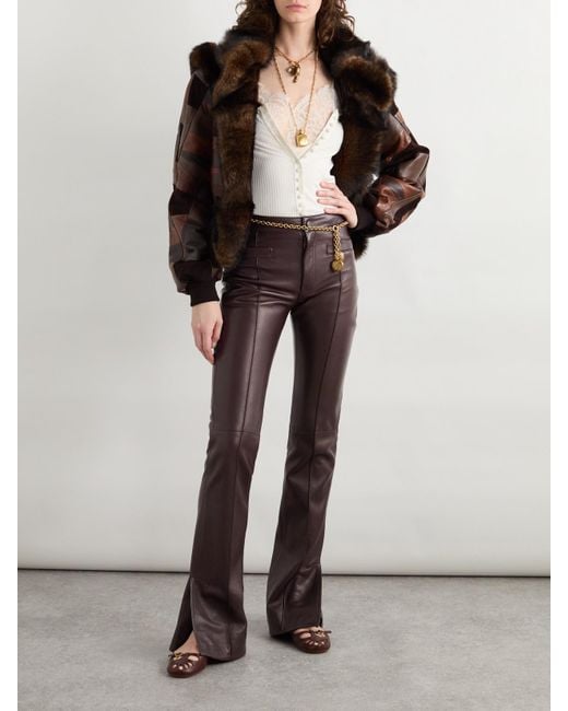 Chloé Brown Leather Flared Pants