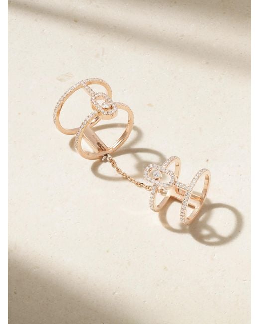 Messika Natural Move Uno Double Convertible 18-Karat Rose Diamond Ring