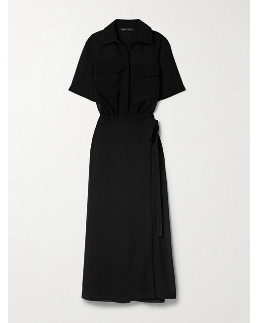Proenza Schouler Black Emory Convertible Mesh And Woven Wrap Maxi Dress