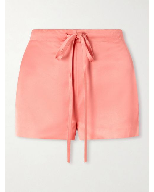 Khaite Pink Robbie Satin-Twill Shorts