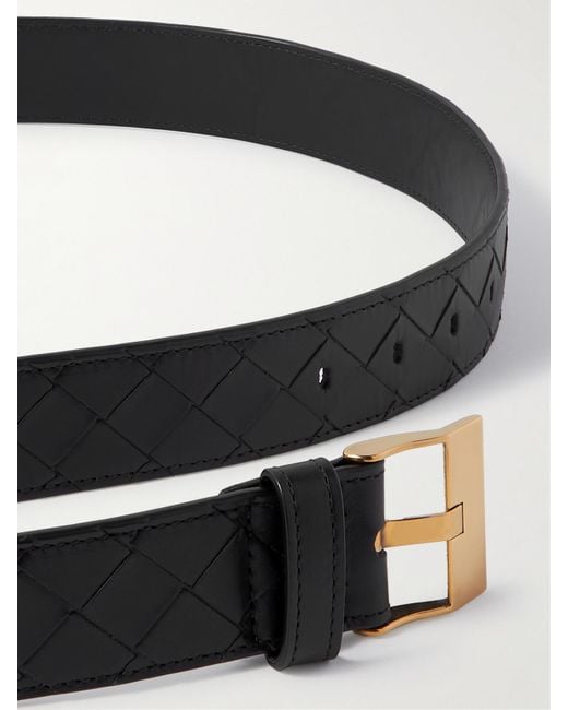 Bottega Veneta Black Intrecciato Leather Belt