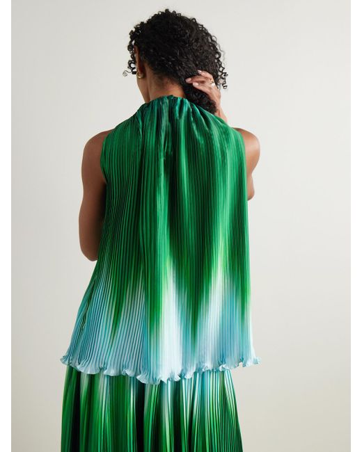 Dima Ayad Green Ombré Plissé-Taffeta Halterneck Top