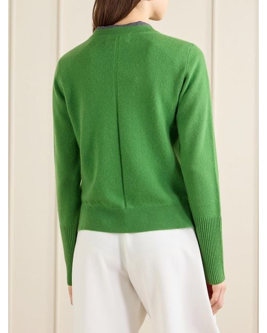 La Ligne Green Solid Lean Lines Cashmere Sweater