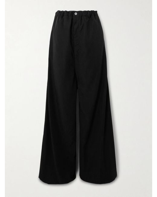 Balenciaga Black Hose Mit Weitem Bein Aus Lyocell-Popeline