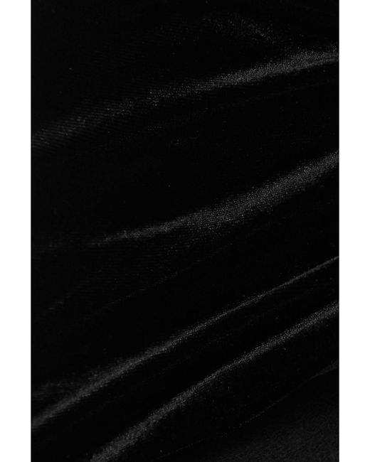 Alex Perry Black Greer One-Shoulder Knotted Cutout Velvet Mini Dress