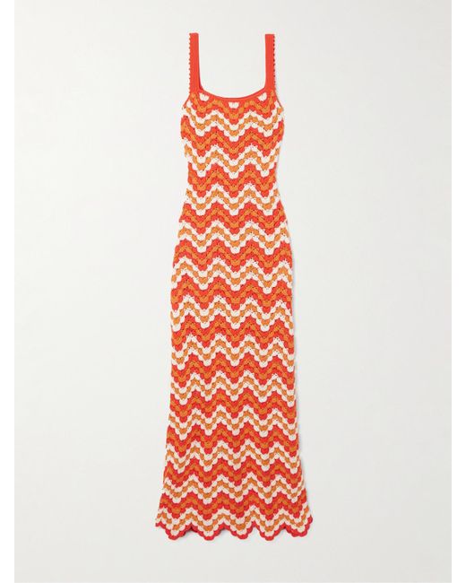 Escvdo White Marea Maxikleid Aus Gehäkelter Baumwolle