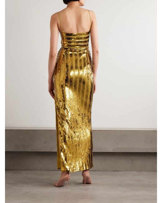 Galvan London Stargaze Striped Sequined Tulle Maxi Dress in Metallic | Lyst