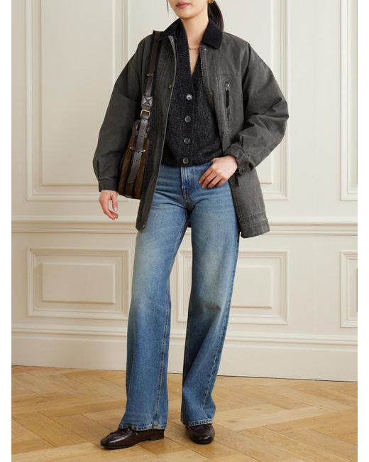 Isabel Marant Gray Kimelia Corduroy-Trimmed Cotton-Canvas Jacket