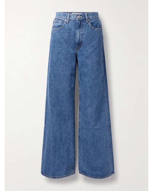 SLVRLAKE Denim Blue Eva High-Rise Wide-Leg Organic Jeans