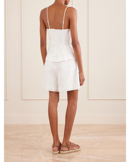 Farm Rio White Shell Peplum Linen Blouse