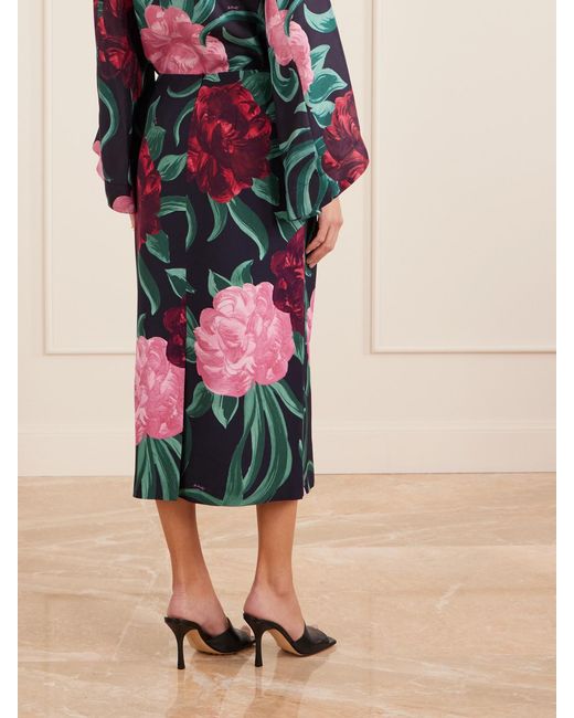 LaDoubleJ Green Printed Satin Maxi Skirt