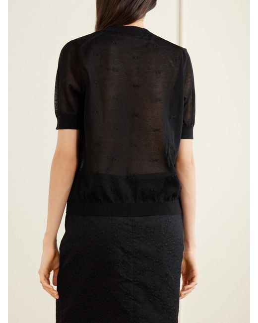 CECILIE BAHNSEN Black Cbfillo Embroidered Knitted Ramie Blouse