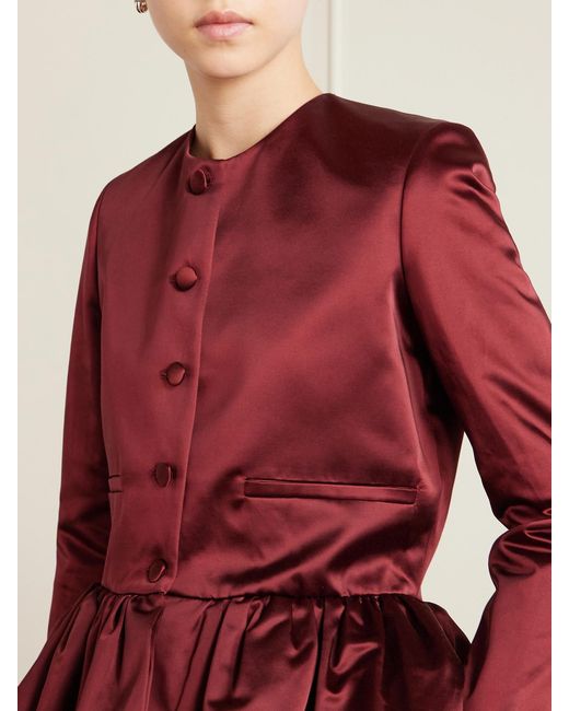 LIBEROWE Red Cotton-Blend Duchesse-Satin Peplum Blazer