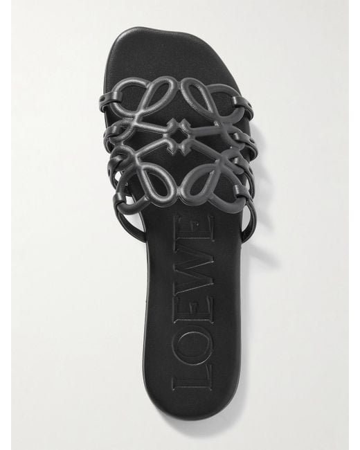 Loewe Black Petal Anagram Leather Sandal