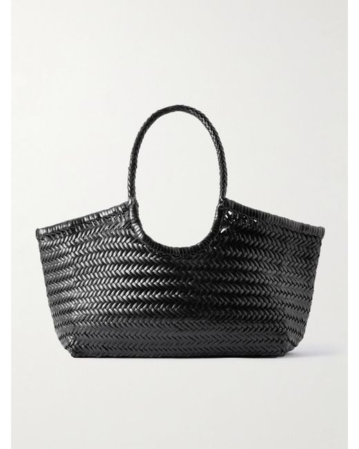 Dragon Diffusion Black Nantucket Large Woven Leather Tote