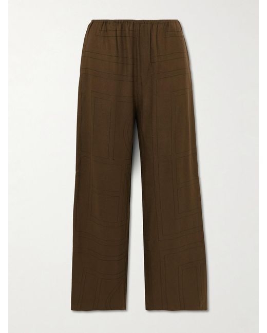 Totême Green Embroidered Tencel Lenzing Modal Pants