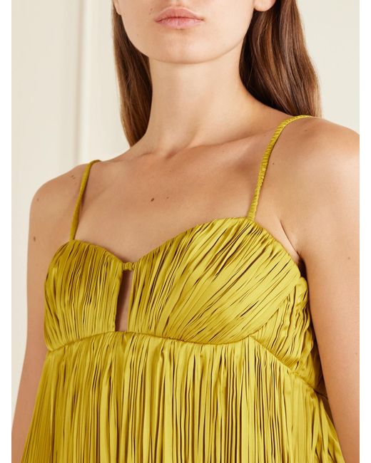 Aflalo Yellow Siren Plissé Mini Dress