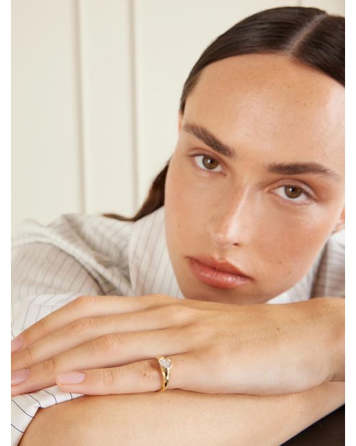 Octavia Elizabeth Natural Mini Octavia 18-Karat Diamond Signet Ring