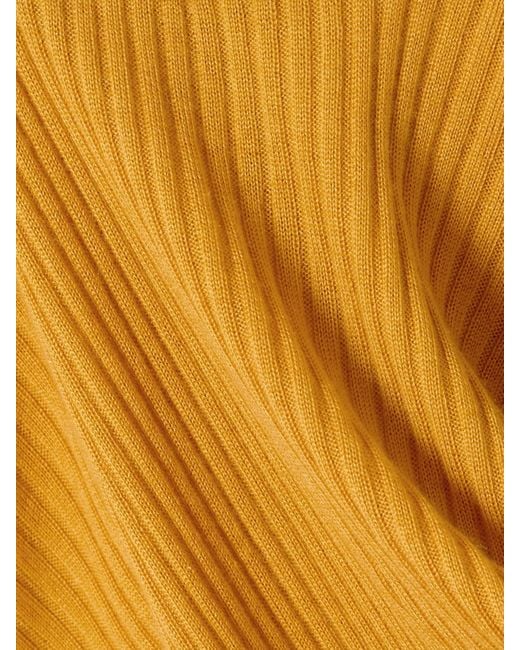 Gabriela Hearst Yellow Peppe Ribbed Cashmere And Silk-Blend Turtleneck Sweater