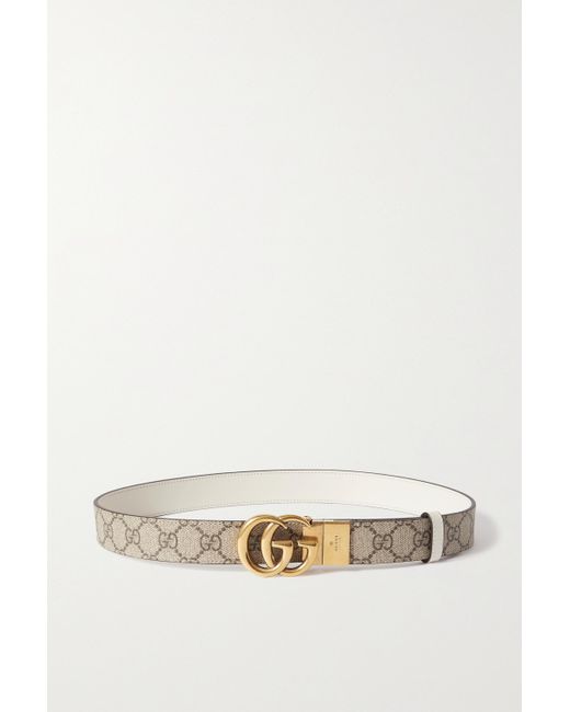 Gucci Reversible Leather And Printed Coated-canvas Belt in White | Lyst  Australia