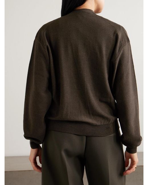 Lemaire Black Twisted Wool-Blend Cardigan