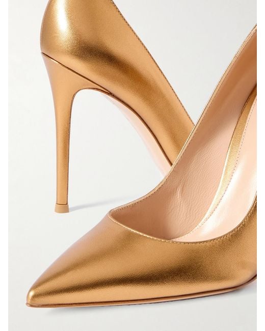 Gianvito Rossi White Gianvito 105 Metallic Leather Pumps