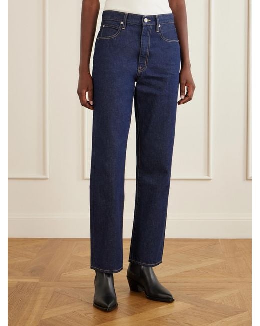 SLVRLAKE Denim Blue London High-Rise Straight-Leg Jeans