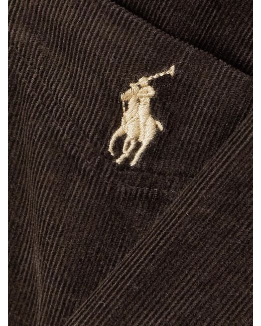Polo Ralph Lauren Black Embroidered Cotton-Corduroy Mini Shirt Dress