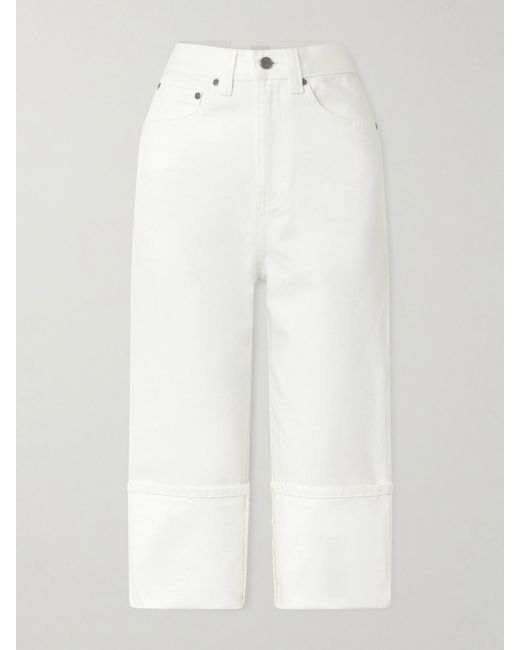 Khaite White Boyle Cropped Low-Rise Straight-Leg Jeans