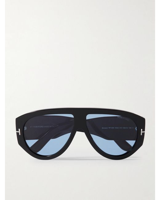 Tom Ford Blue Bronson Aviator-Style Acetate Sunglasess