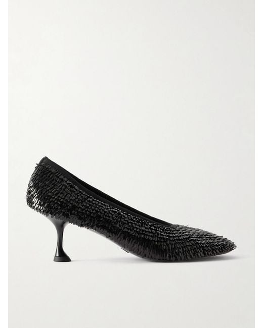 Proenza Schouler Black Tee Sequined Mesh Pumps
