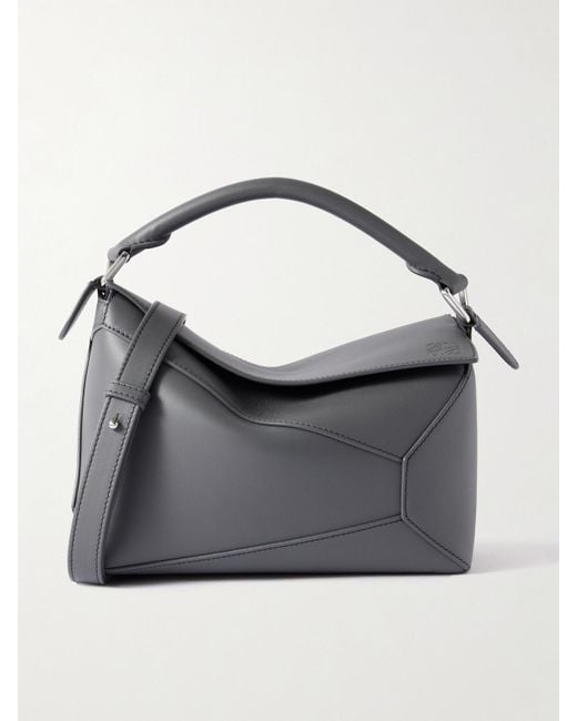 Loewe Gray Puzzle Edge Small Leather Shoulder Bag