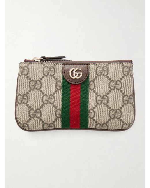 Gucci Natural Ophidia Textured Leather-Trimmed Printed Coated-Canvas Wallet