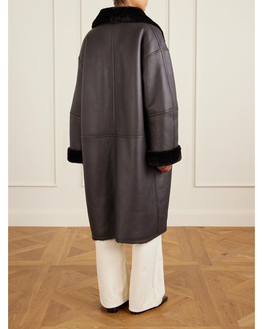 Totême  Black Paneled Shearling Coat