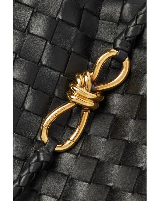 Bottega Veneta Black Andiamo East-West Small Intrecciato Leather Tote