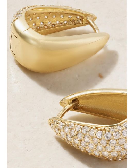Jennifer Meyer Natural Mini Elongated Teardrop Creolen Aus 18 Karat Mit Diamanten