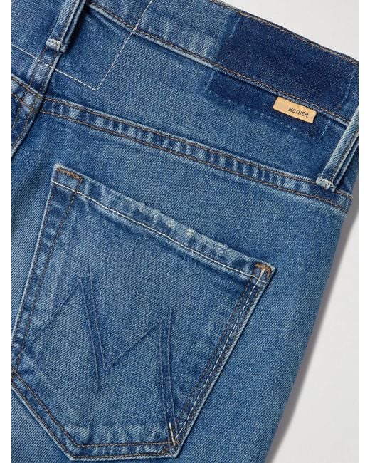 Mother Blue The Insider Cropped High-Rise Bootcut Jeans