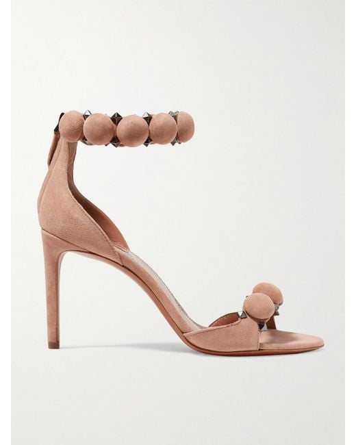 Alaïa Pink La Bombe 90 Studded Suede Sandals