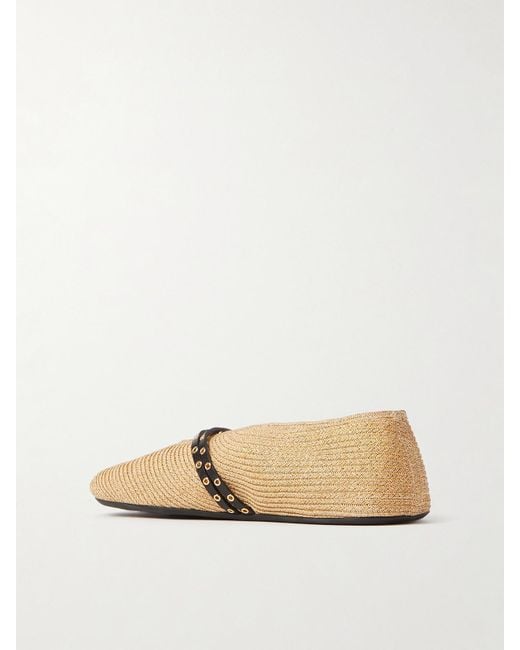 Alaïa Natural Flache Schuhe Aus Raffiabast Mit Lederbesätzen