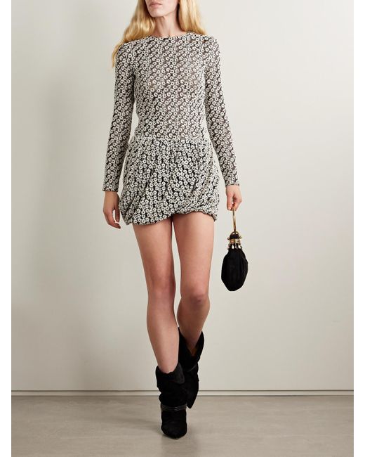 Isabel Marant Metallic Stacya Draped Embroidered Cotton-Blend Tulle Mini Skirt