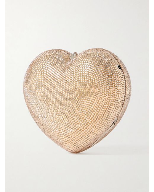 Judith Leiber Natural L'Amour Petit Coeur Crystal-Embellished-Tone Clutch