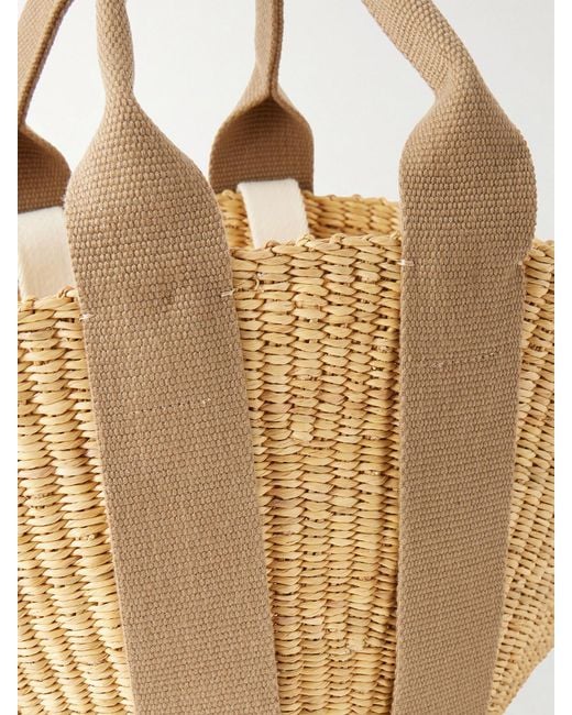 Muuñ Natural Sophie Mini Webbing-Trimmed Woven Straw Tote