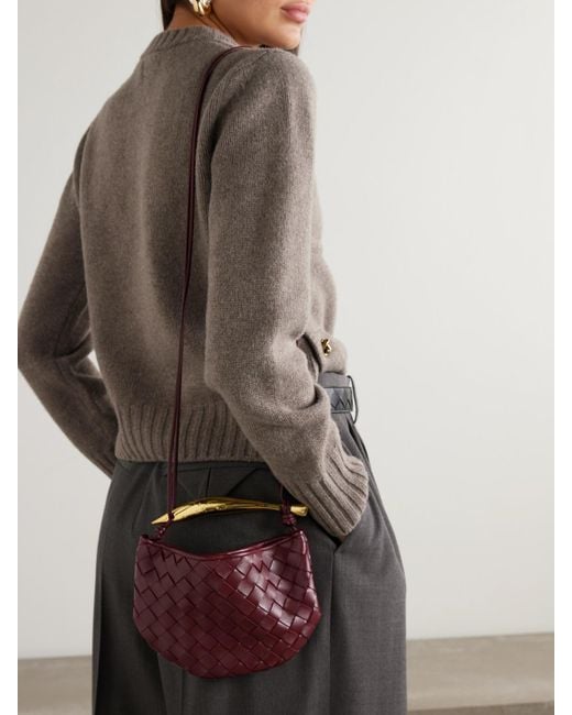 Bottega Veneta Pink Sardine Baby Schultertasche Aus Intrecciato-Leder