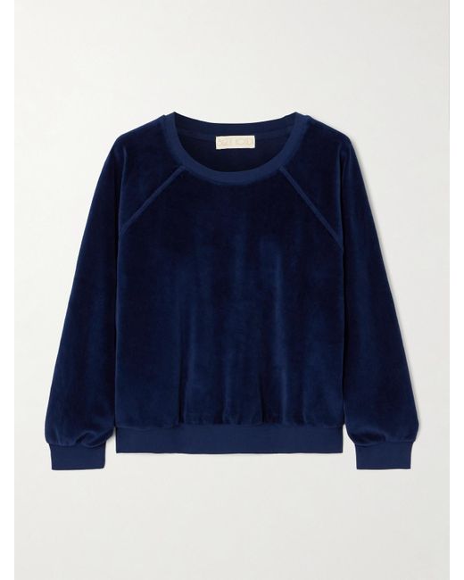 Suzie Kondi Blue Samos Sweatshirt Aus Velours Aus Einer Baumwollmischung